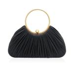 Elegant Black Pleated Evening Clutch Purse