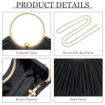 Elegant Black Pleated Evening Clutch Purse