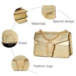 Gold Snake Print Leather Chain Shoulder Bag