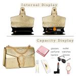 Gold Snake Print Leather Chain Shoulder Bag