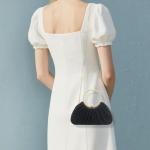 Elegant Black Pleated Evening Clutch Purse