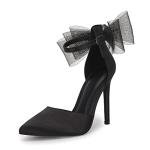 Coutgo Black Satin Bow Knot High Heels