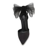 Coutgo Black Satin Bow Knot High Heels