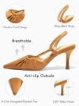 Coutgo Women's Light Brown Slingback Kitten Heels