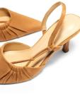 Coutgo Women's Light Brown Slingback Kitten Heels
