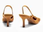 Coutgo Women's Light Brown Slingback Kitten Heels