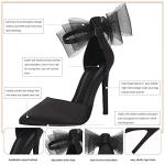 Coutgo Black Satin Bow Knot High Heels