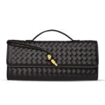 Sleek Black Woven Evening Clutch Bag