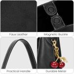 Vegan Faux Suede Hobo Bag with Cherry Charm