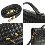 Sleek Black Woven Evening Clutch Bag