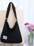 Covelin Women's Retro Black Canvas Hobo Bag