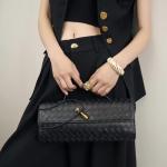 Sleek Black Woven Evening Clutch Bag