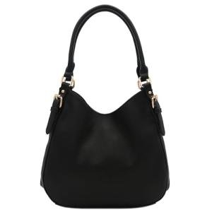 Chic Faux Leather Medium Black Hobo Bag