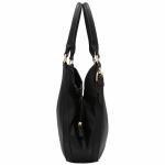 Chic Faux Leather Medium Black Hobo Bag