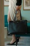 Stylish Black Waterproof Leather Laptop Tote Bag