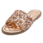 Joli Women's Rhinestone Flat Sandals in Rose Gold