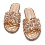 Joli Women's Rhinestone Flat Sandals in Rose Gold
