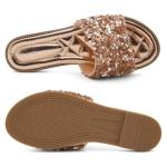 Joli Women's Rhinestone Flat Sandals in Rose Gold