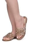 Joli Women's Rhinestone Flat Sandals in Rose Gold