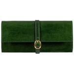 Italian Full Grain Leather Jewelry Roll - Green