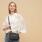 Trendy Black Leather Crossbody Bag for Women