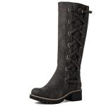 Globalwin Women's Grey Lace-Up Knee High Boots