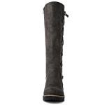 Globalwin Women's Grey Lace-Up Knee High Boots