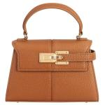 Vegan Leather Mini Top-Handle Purse in Brown