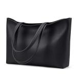 KALIDI Black Faux Leather Tote Bag for Women