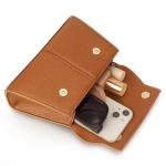 Vegan Leather Mini Top-Handle Purse in Brown