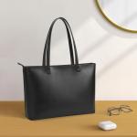 KALIDI Black Faux Leather Tote Bag for Women