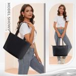 KALIDI Black Faux Leather Tote Bag for Women