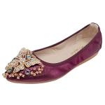 Red Rhinestone Pointed Toe Foldable Ballet Flats