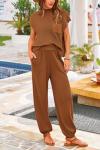 Chic Two-Piece Sweater and Pants Set in Brown