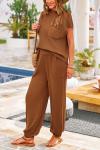 Chic Two-Piece Sweater and Pants Set in Brown