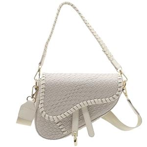 Off-White Woven Crocodile Leather Shoulder Bag
