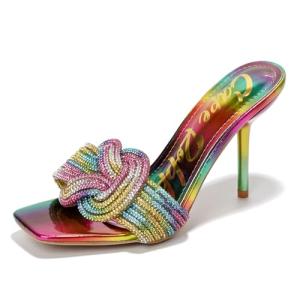Cape Robbin Rhinestone Knot Stiletto Sandals - Multicolor