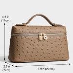 Rejolly Crossbody Bag for Women Small Pouch Top-Handle Leather Bag Designer Shoulder Handbag Quiet Luxury Trendy Purse Ostrich Elephant Grey (Gold Hardware)