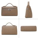 Rejolly Crossbody Bag for Women Small Pouch Top-Handle Leather Bag Designer Shoulder Handbag Quiet Luxury Trendy Purse Ostrich Elephant Grey (Gold Hardware)