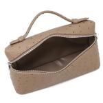 Rejolly Crossbody Bag for Women Small Pouch Top-Handle Leather Bag Designer Shoulder Handbag Quiet Luxury Trendy Purse Ostrich Elephant Grey (Gold Hardware)