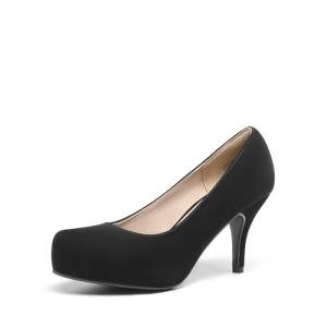 DREAM PAIRS Tiffany Women's Classic Elegant Versatile Low Stiletto Heel Dress Platform Pumps Shoes,Size 8,Black/Nubuck,TIFFANNY
