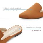 MUSSHOE All-Season Women's Mules：Pointed Toe Backless Loafers：Slip-on Dressy Comfortable Casual Office Business Flat Shoes for Working Women Aged 25-45,Brown Suede 7.5