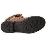 GLOBALWIN Women's Mid Calf To Knee High Boots Dressy Lace Up Brown Combat Boots for Women Low Heel Size 8.5M