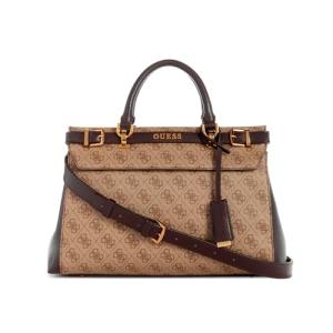 GUESS Sestri Luxury Satchel, Latte Logo/Brown