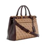 GUESS Sestri Luxury Satchel, Latte Logo/Brown