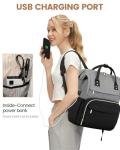 LOVEVOOK Laptop Backpack for Women Fashion Business Computer Backpacks Travel Bags Purse Doctor Nurse Work Backpack with USB Port, Fits 17-Inch Laptop Grey Black