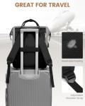 LOVEVOOK Laptop Backpack for Women Fashion Business Computer Backpacks Travel Bags Purse Doctor Nurse Work Backpack with USB Port, Fits 17-Inch Laptop Grey Black