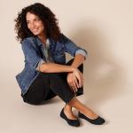 Amazon Essentials Women's Knit Ballet Flat, Black, 8