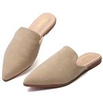 Tilocow Mules for Women Flats Pointed Toe Slip On Backless Loafers Flat Mule Business Casual Shoes Slides