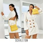 Scarleton Mini Gold Top Handle Satchel, Crossbody Shoulder Bag, H20840602 - White/Yellow
